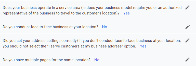 Service Area Business reinstatement questions on reinstatement form