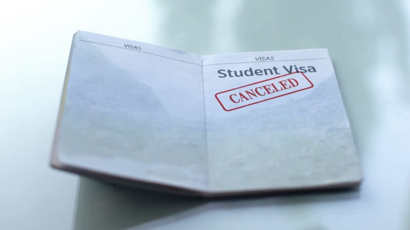 A student visa with the word 