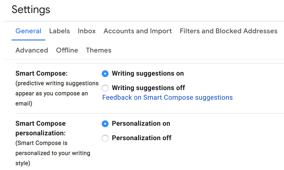 You can let the AI engine personalize your Smart Compose suggestions.