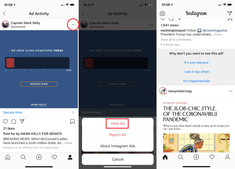 hide add on instagram app