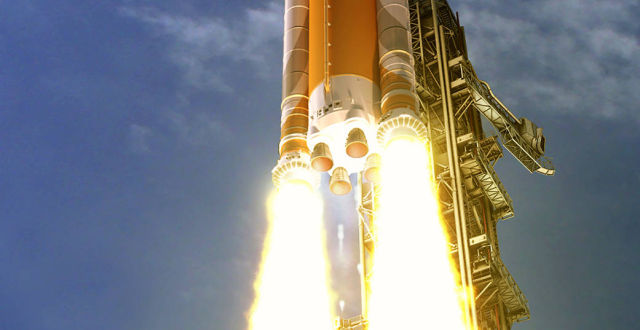 Four reusable RS-25 engines will power NASA's SLS rocket as it ascends into space, and then they'll be discarded.