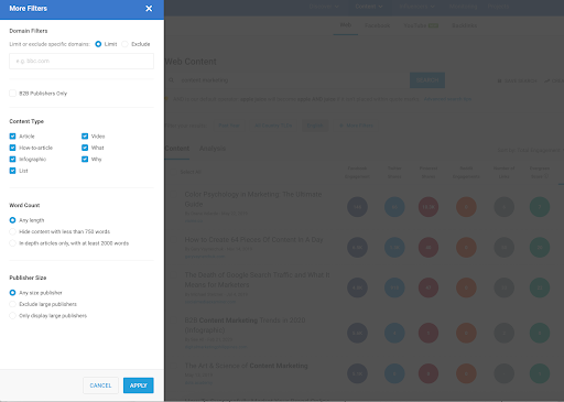 Buzzsumo tools for influencer driven content