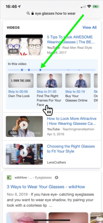 Video outline in Google's video carousel search