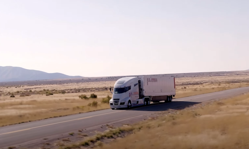 A truck rolling down a hill.