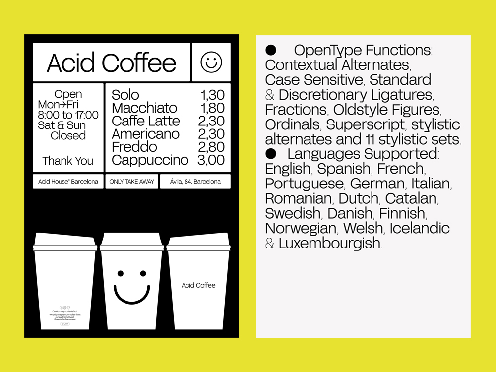 Graphic Design Trends: Folch's Acid Grotesk Typeface for Acid House Barcelona