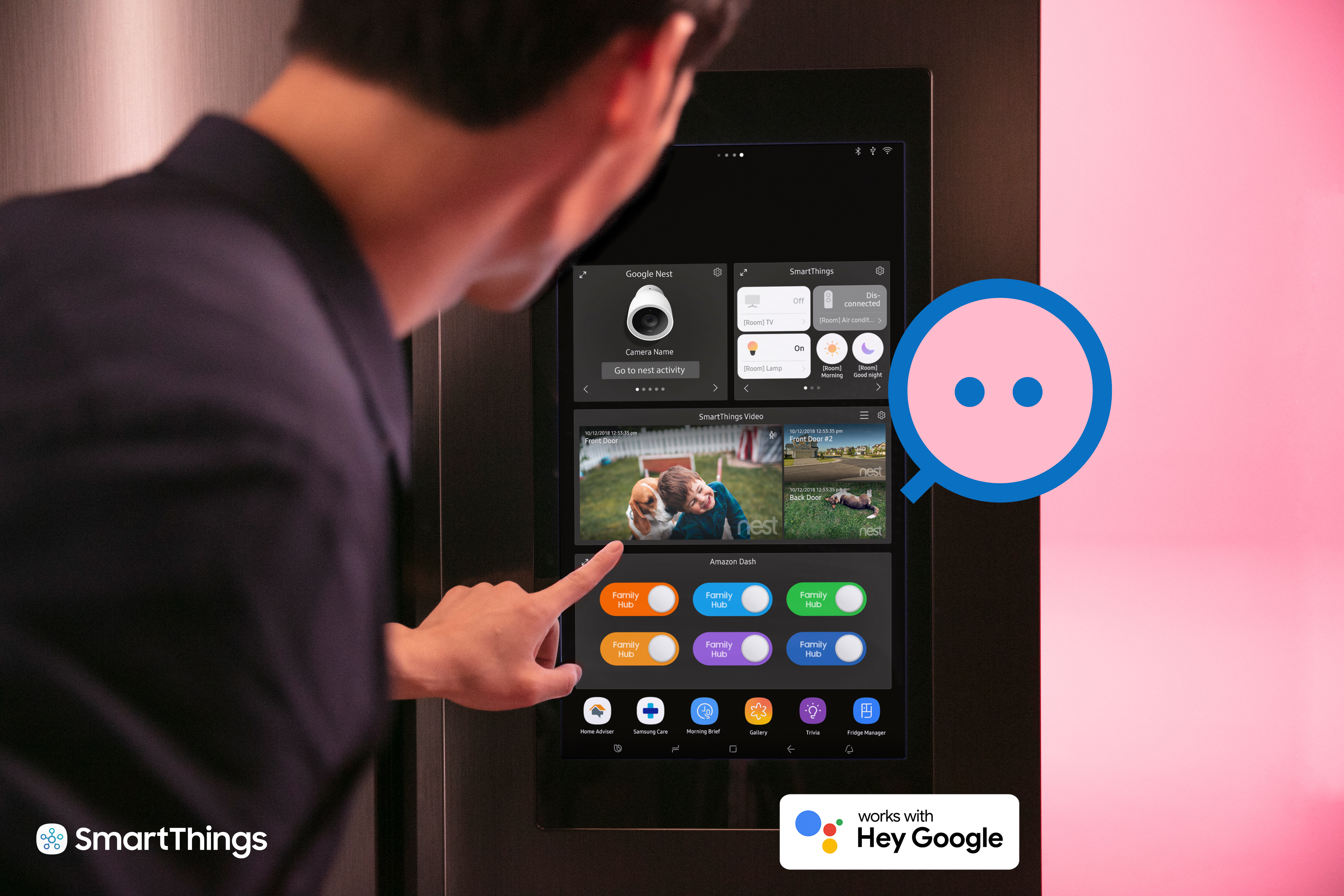 Samsung imagines you'll control your Nest thermostat from your Samsung refrigerator. I don't know about that, but having everything in a single app would be handy. 