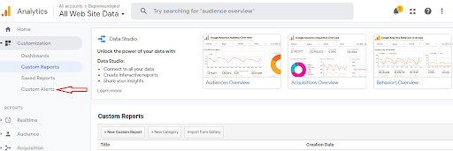 Google Analytics features - Custom alerts