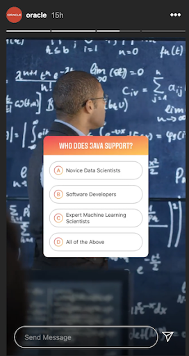 B2B lead generation tips through Instagram Stories - Conduct quizzes Oracle