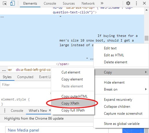Copy XPath