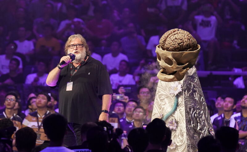 An artist's interpretation of how future <em>Dota 2</em> tournament trophies might look if Valve chief Gabe Newell pushes any further into brain-computer interface (BCI) research.