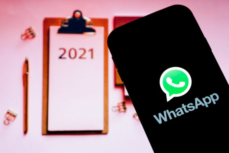 In this photo illustration a Whatsapp logo seen displayed on