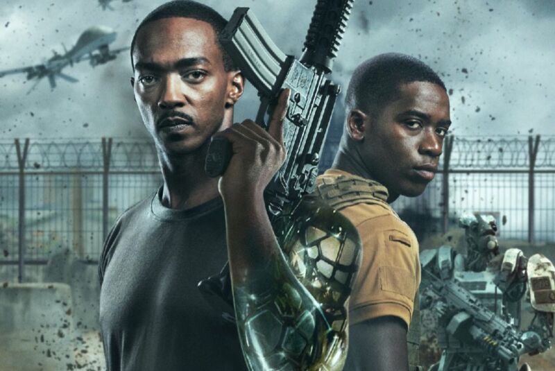 Anthony Mackie and Damson Idris must foil a a warlord's plan to launch a network of dormant nuclear weapons in <em>Outside the Wire.</em> 