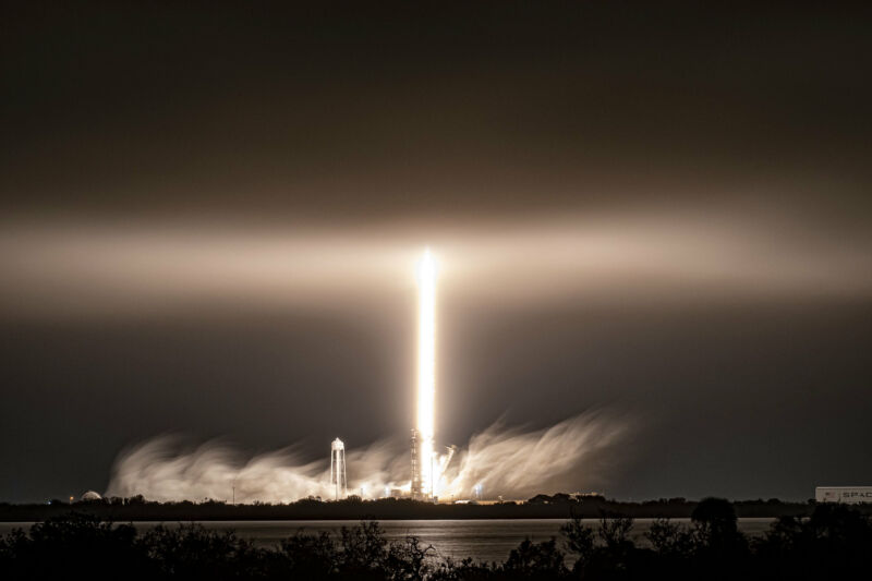 A Falcon 9 rocket launches from Kennedy Space Center on March 4, 2021. Its second stage returned to Earth three weeks later.