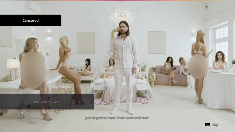 An image from the censored version of <em>Super Seducer 3</em> suggests the kinds of "sexually explicit images of real people" that are apparently not allowed on Steam.”><figcaption class=