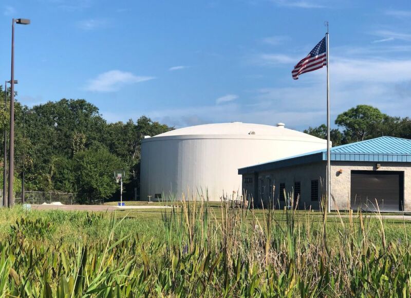 A small-town water treatment facility.