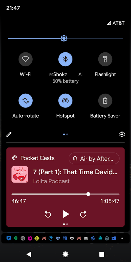 The battery on my AfterShokz Titanium was only down to 60 percent after more than four hours of Saturday and Sunday podcast listening.