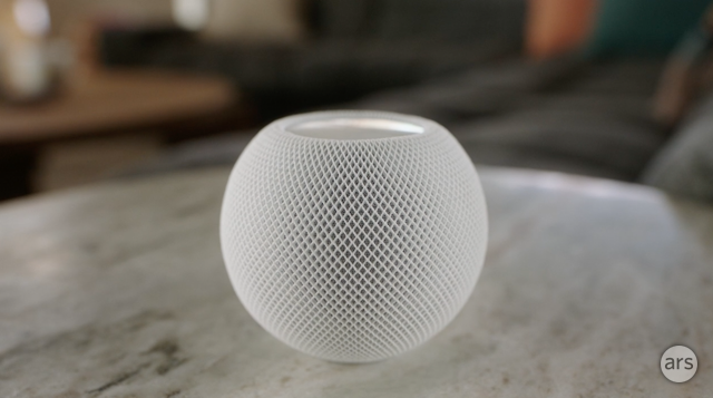 The Apple HomePod mini.