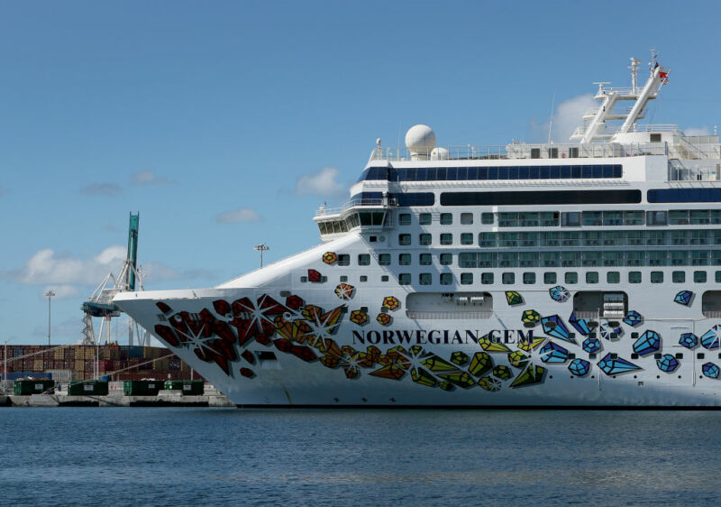 Photograph of a cruise ship.