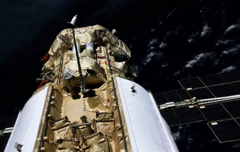 Russia's Nauka module is seen attached to the International Space Station.