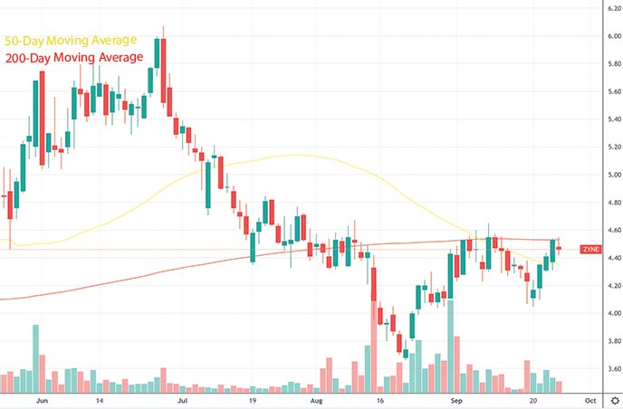 top penny stocks to watch this week Zynerba Pharmaceuticals ZYNE stock chart