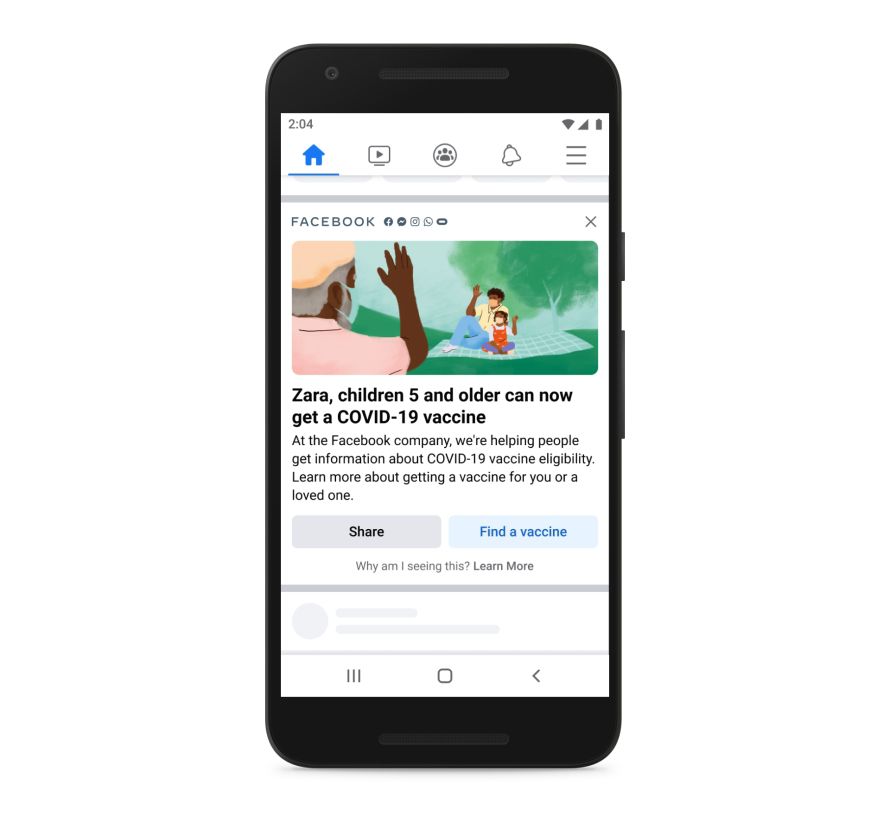 Facebook vaccine notification