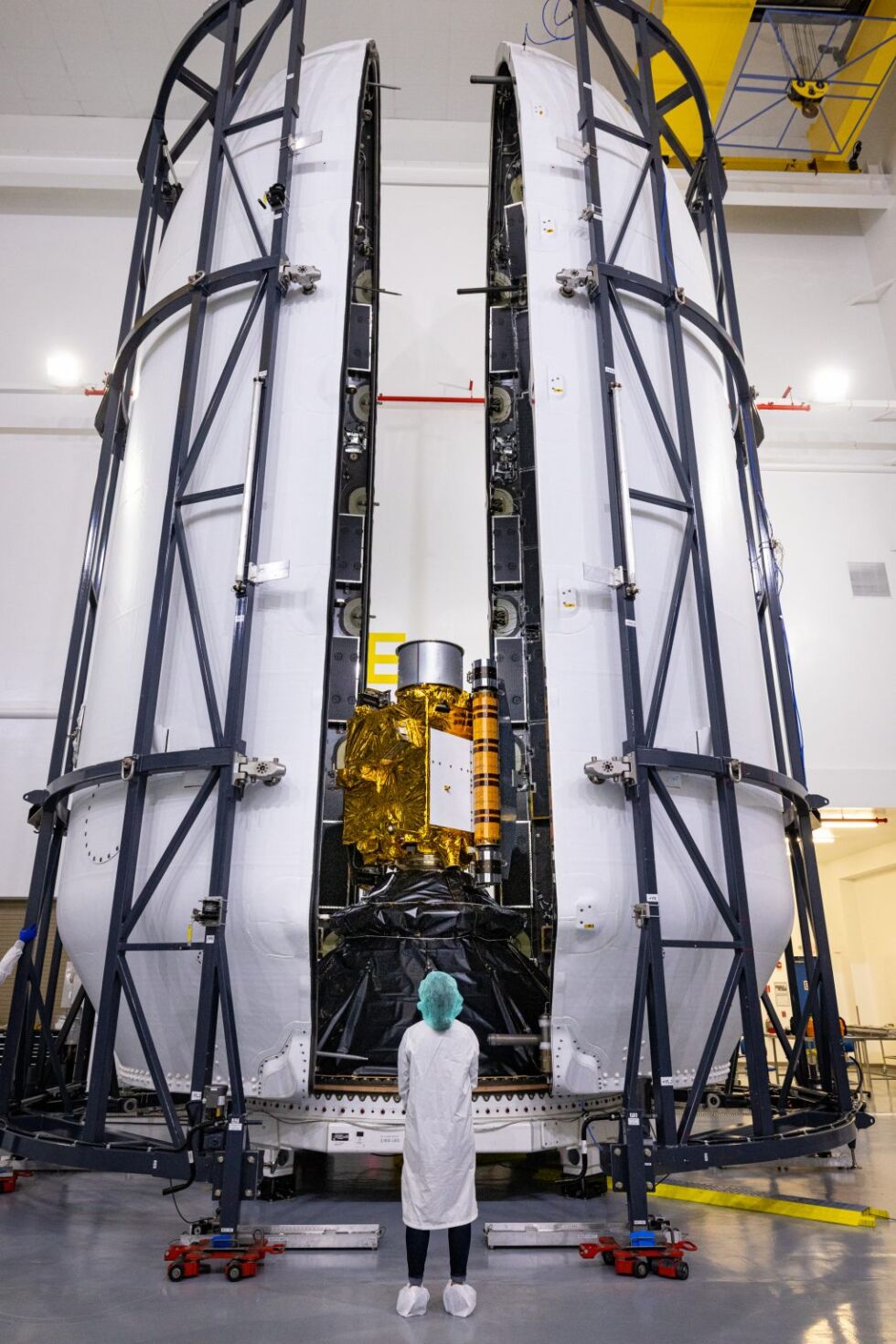 A small spacecraft (DART) inside a big fairing (Falcon 9).