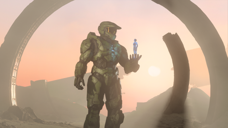 Chief and "The Weapon" bond through adversity in <em>Halo Infinite</em>—and not just in the game’s plot or firefights.”><figcaption class=