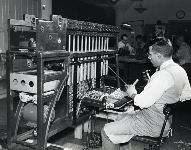 This "mechanical punch card sorter" was used for the 1950 census.