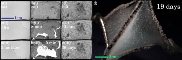 Lifetime of liquid films attached to a metallic frame. (L) horizontal frames; (R) pyramidal frame.