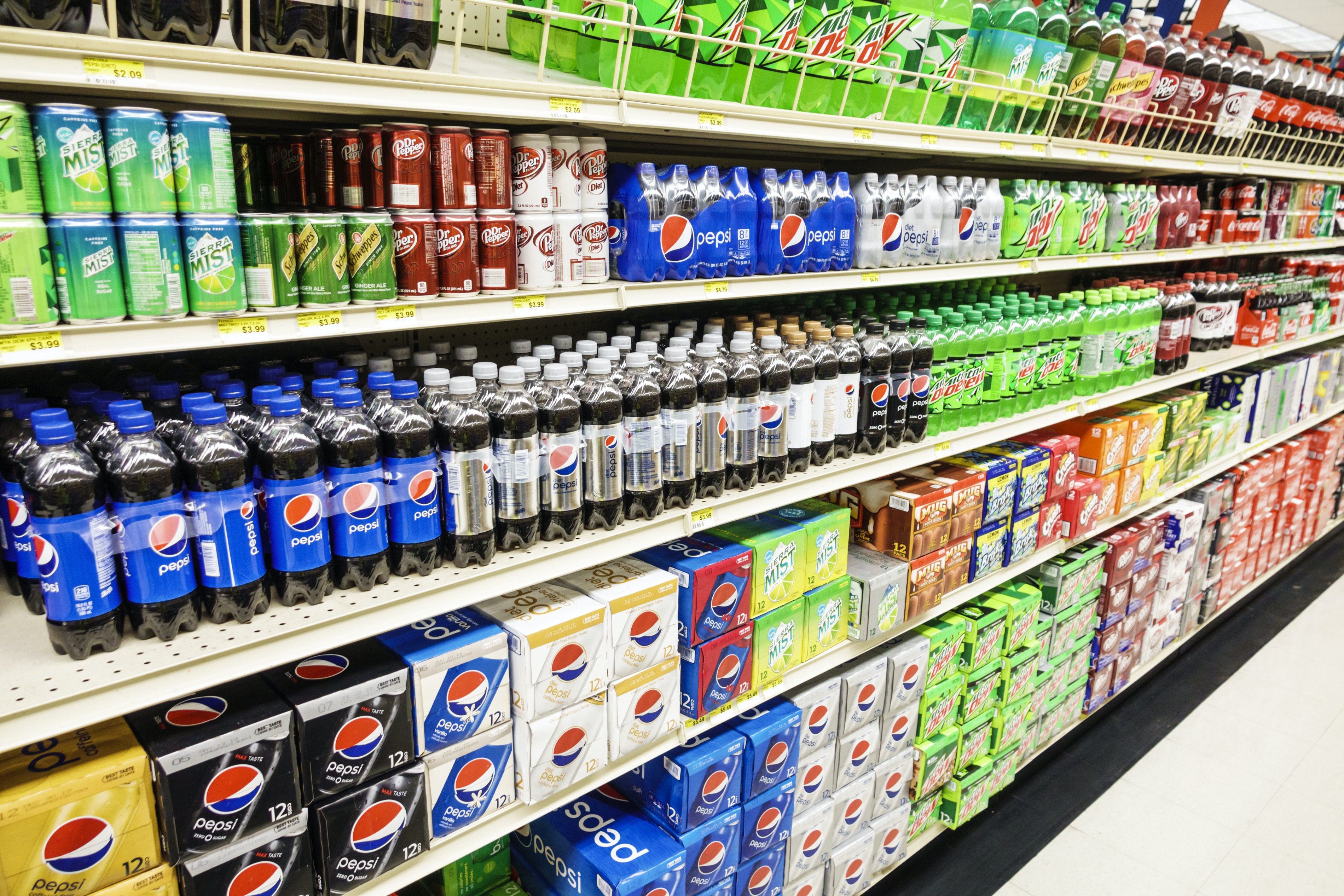 An aisle of soda.