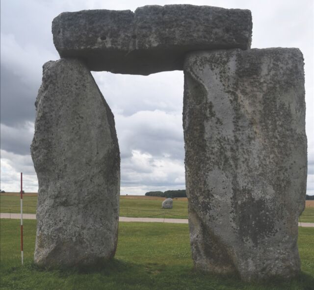 One of the smaller sarsen stones in the circle.