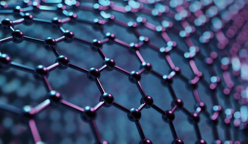 cartoon diagram of a sheet of graphene.