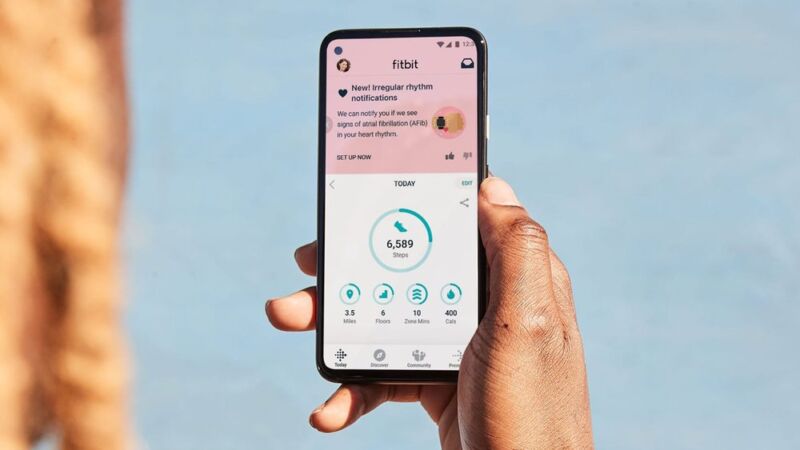 The Fitbit app showing information on irregular rhythm notifications.