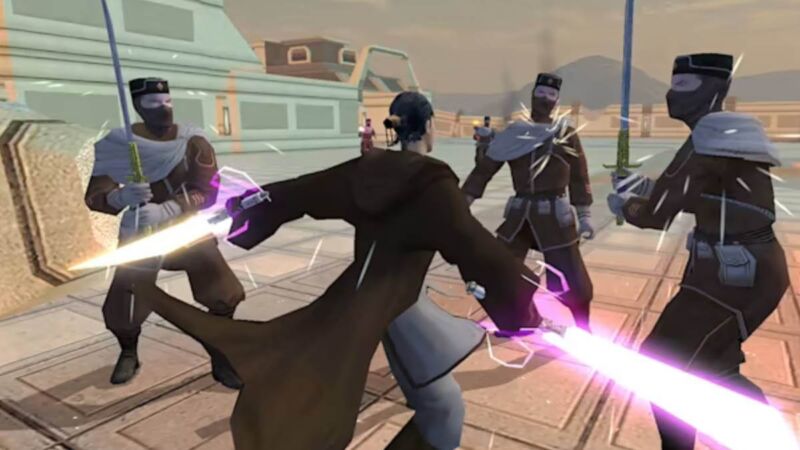 A promised patch should soon allow <em>KOTOR II</em> players to beat the game on Switch.”><figcaption class=