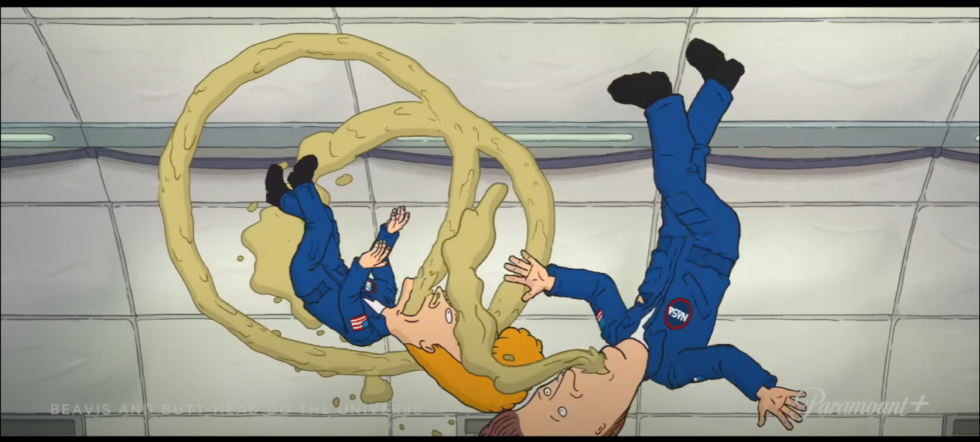 The boys undergo a lesson in zero-gravity physics.