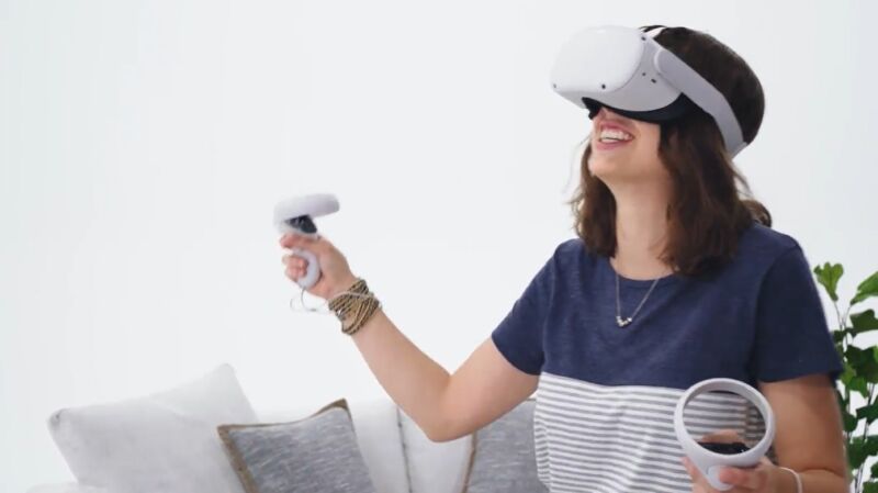 Screenshot of promotional video for VR equipment.