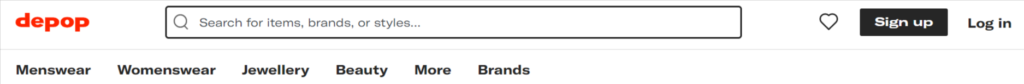 Depop example of adding a CTA to the search bar - must have for conversion worthy ecommerce websites