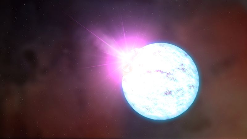 Image of a blue-white sphere, representing the star.