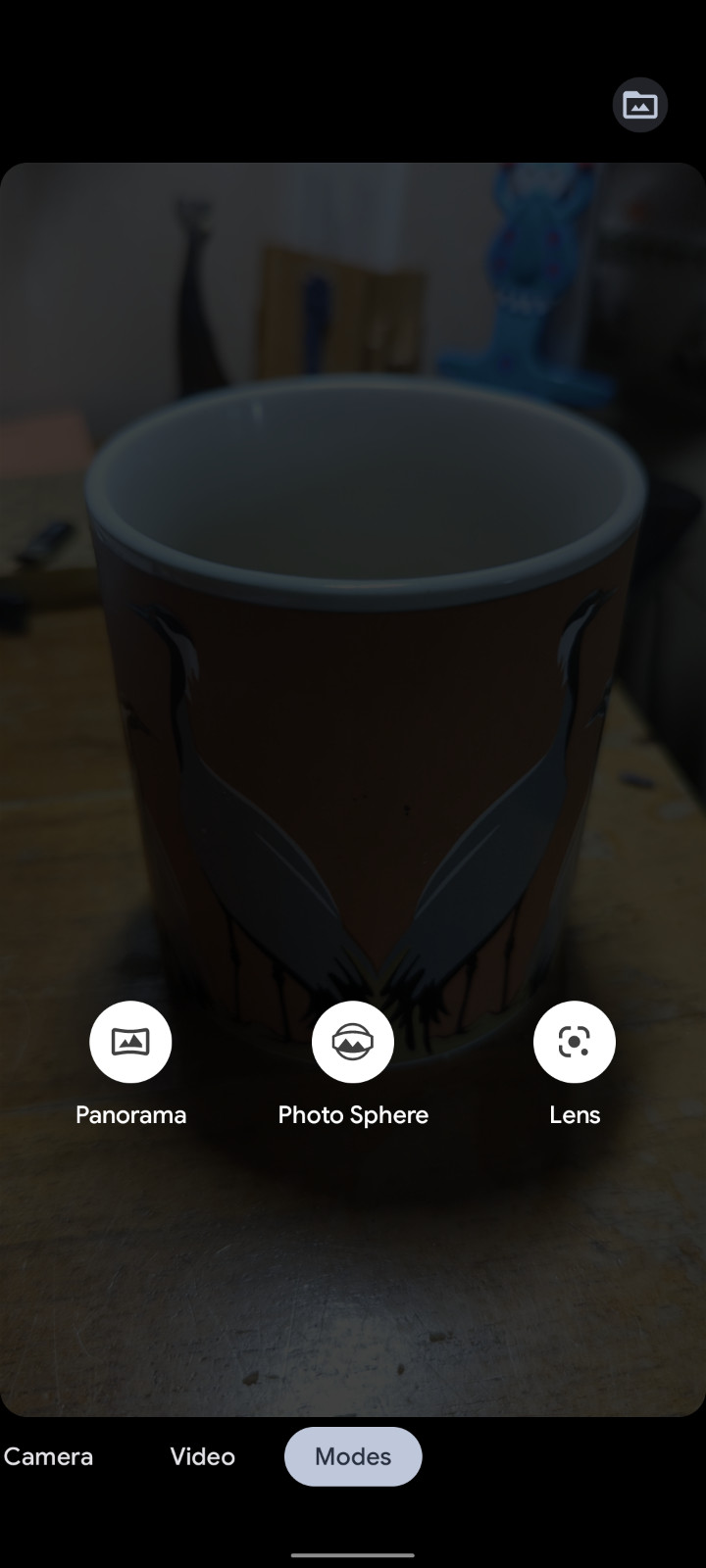 Photo app with Modes selected.