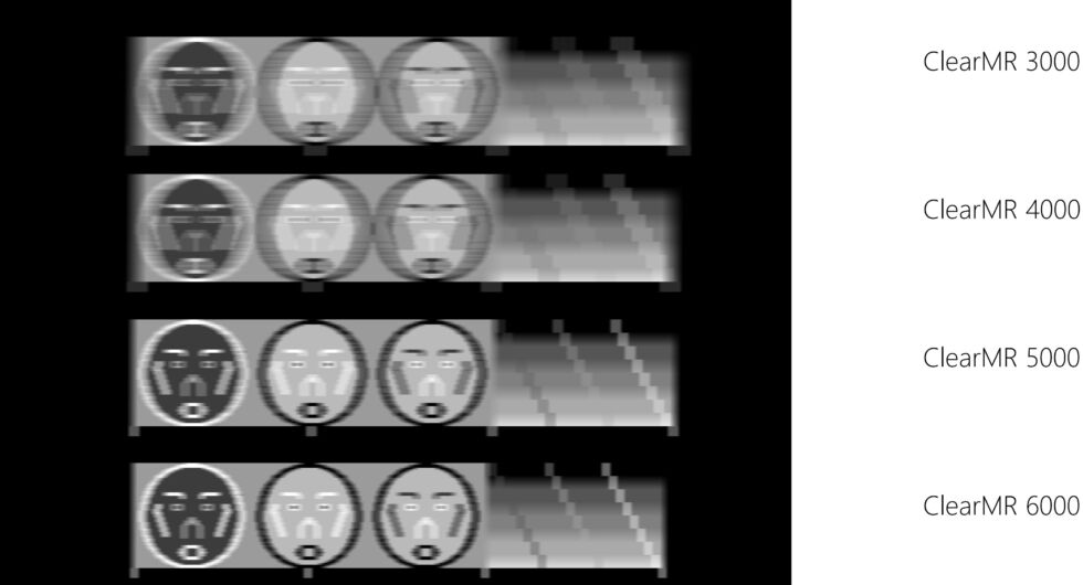 Test patterns displayed at different ClearMR certifications.