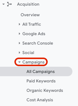 GA: Acquisition > Campaigns > All Campaigns” class=”wp-image-388218″ srcset=”https://rassegna.lbit-solution.it/wp-content/uploads/2022/09/how-to-turn-your-google-business-profile-into-a-revenue-generating-channel-8.png 265w, https://rassegna.lbit-solution.it/wp-content/uploads/2022/09/how-to-turn-your-google-business-profile-into-a-revenue-generating-channel-36.png 249w, https://rassegna.lbit-solution.it/wp-content/uploads/2022/09/how-to-turn-your-google-business-profile-into-a-revenue-generating-channel-37.png 83w, https://rassegna.lbit-solution.it/wp-content/uploads/2022/09/how-to-turn-your-google-business-profile-into-a-revenue-generating-channel-38.png 150w” sizes=”(max-width: 265px) 100vw, 265px”></figure>
</div>
<p>Then you will be able to see all the campaigns. Look for “gbp-listing.”</p>
<h2 id=