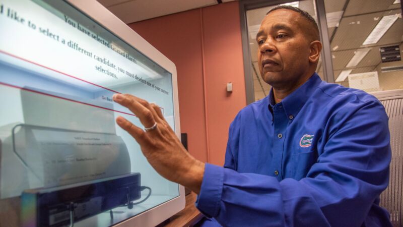 Juan Gilbert demonstrates his transparent voting machine, which he says is a breakthrough in election security.