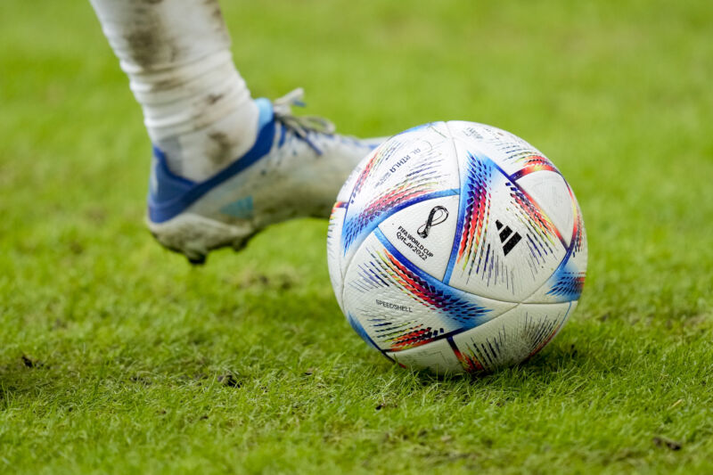 The Adidas Al Rihla ball during the international friendly match between Japan and United States at Merkur Spiel-Arena on September 23, 2022 in Duesseldorf, Germany.