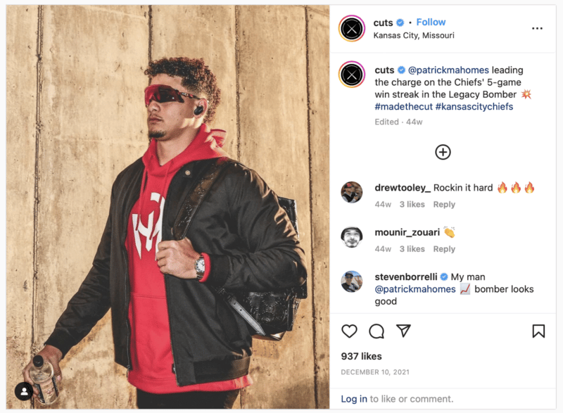 Cuts Clothing - Patrick Mahomes on IG