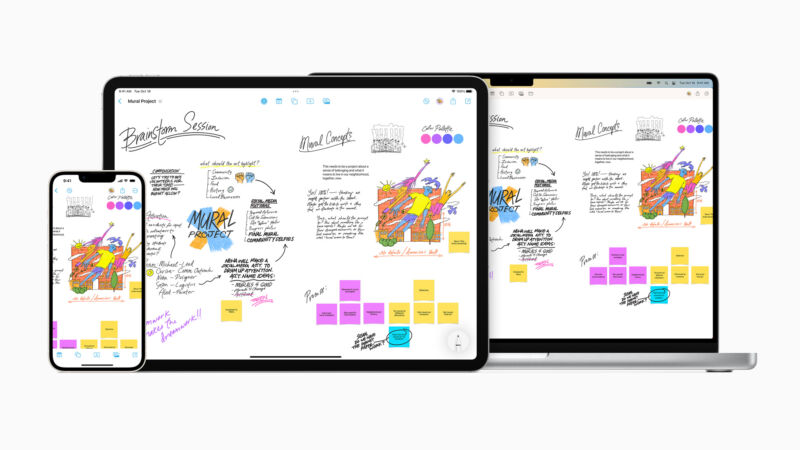 The new Freeform app included in the iOS 16.2 and macOS 13.1 updates.