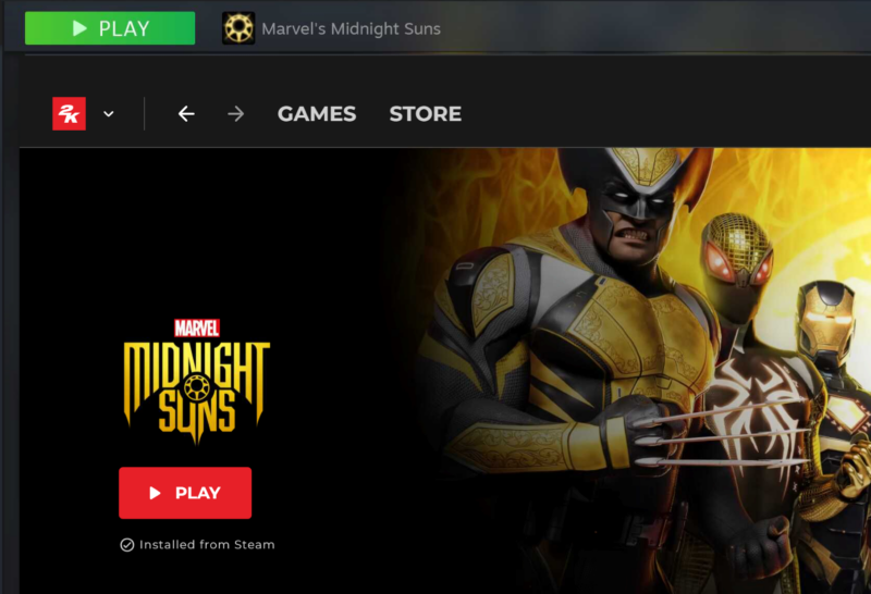 Image of 2K's launcher for Midnight Suns