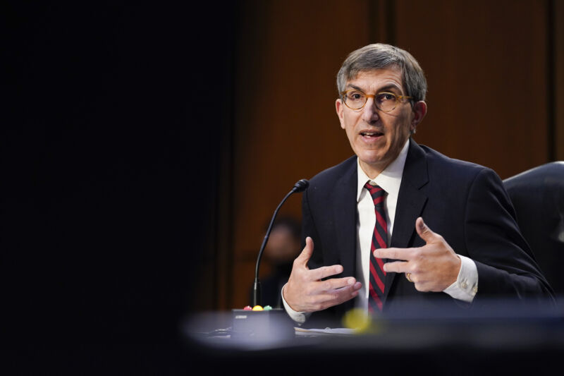 Dr. Peter Marks, director of the Center for Biologics Evaluation and Research within the Food and Drug Administration, testifies during a Senate Health, Education, Labor, and Pensions Committee hearing on the federal coronavirus response on Capitol Hill in March 2021, in Washington, DC. 