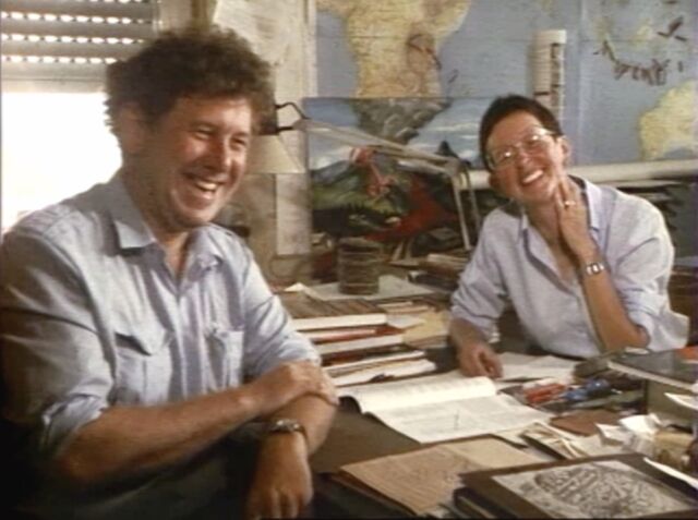 Maurice and Katia Krafft being interviewed in their home in Alsace, France.