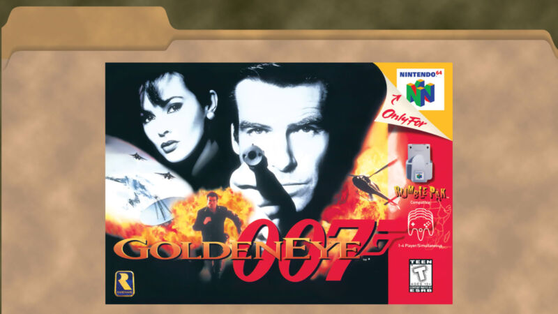 Nintendo's promotional key art for the launch of <em>GoldenEye 007</em> on Switch.”><figcaption class=