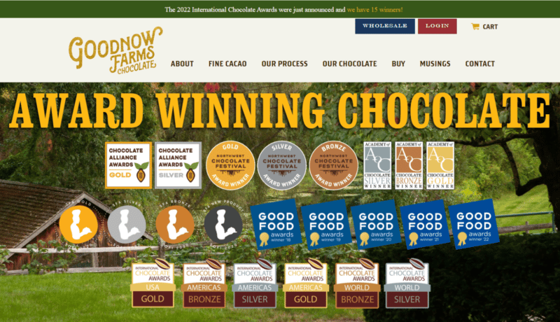 Goodnow Farms Chocolate Awards page